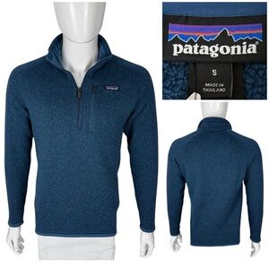 Patagonia Mens Small Better Sweater 1/4 Zip Fleece Pullover Blue Style 25522